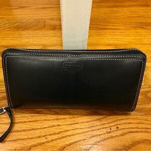 Coach Black Leather Long Wallet